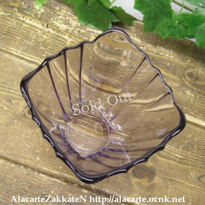 画像2: 紫ガラス角小鉢：：昭和レトロ