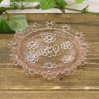 ピンクガラス小皿・PN：：昭和レトロポップ