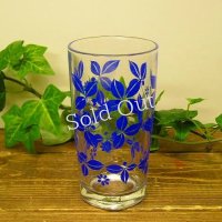 草花柄/青レトロタンブラーグラス：：東洋ガラス