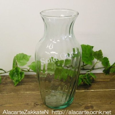 画像1: グリーンガラス花瓶：：アンティーク＆レトロ