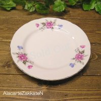レトロケーキ皿/ピンク花柄：：昭和レトロ